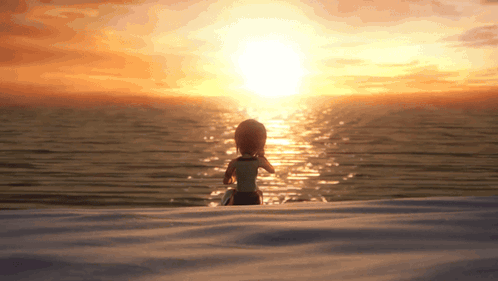 Person On Beach Watching Sunset GIF