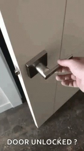 Person Opening Door Saying Door Unlocked