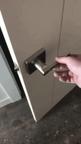 Person Opening Door with Stainless Steel Handle