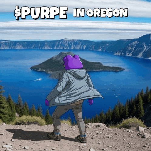 Person Overlooking Lake Oregon Saying Purpe in Oregon