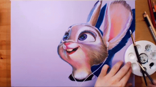 Person Painting Rabbit GIF