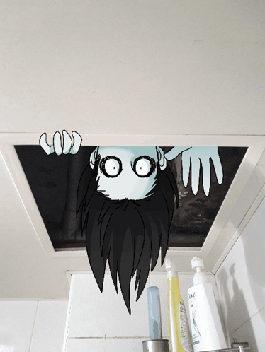 Person Peeking Out of Ceiling Hole