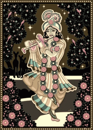 Person Playing Flute With Flowers GIF