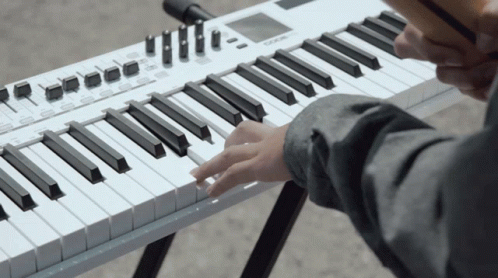 Person Playing Korg Keyboard