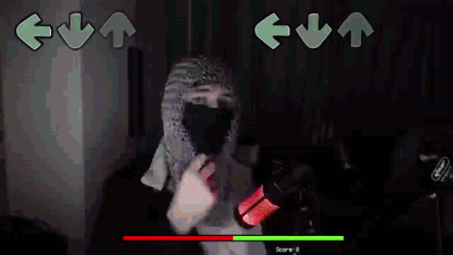 Person Playing Video Game With Arrows Score 8