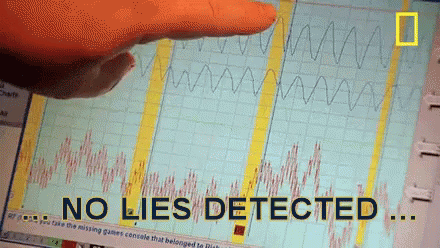 Person Pointing at Graph Saying No Lies Detected