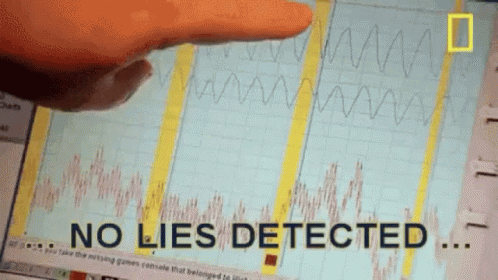 Person Pointing at Graph Saying No Lies Detected