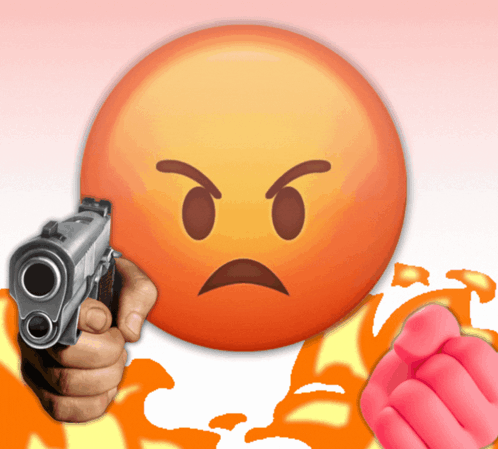 Person Pointing Gun at Angry Face