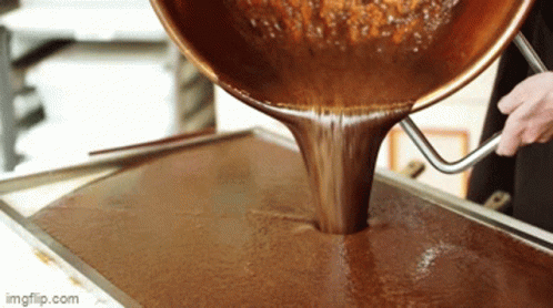 Person Pouring Chocolate Into Pan GIF