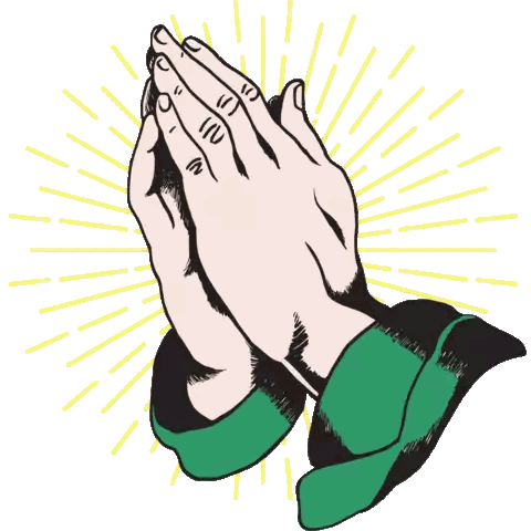 Person Praying Hands with Green Shirt