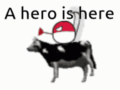 Person Riding Cow With Text A Hero Is Here