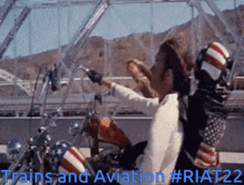 Person Riding Motorcycle Trains and Aviation #riat22
