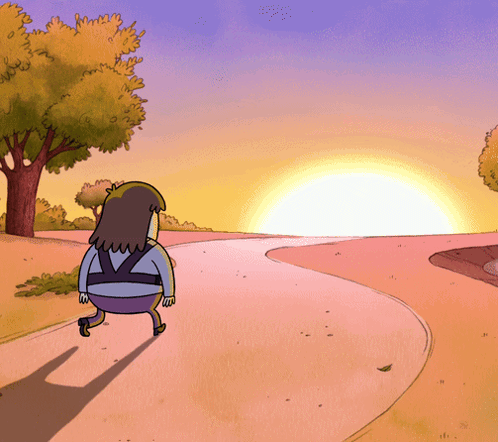 Person Running Down Path with Sun