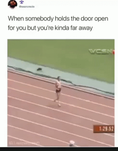 Person Running on Track When Door Opens