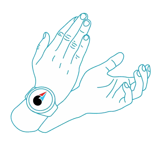 Person's Hands and Watch with Compass