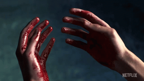 Person's Hands Covered In Blood GIF
