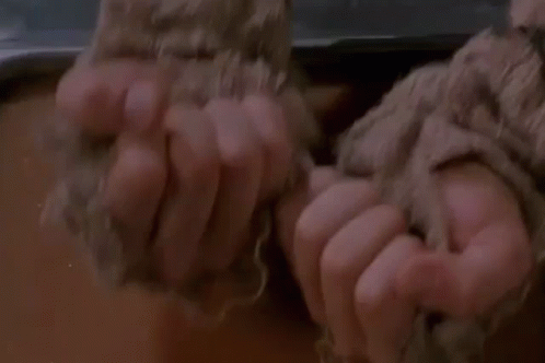 Person's Hands Tied with Blanket