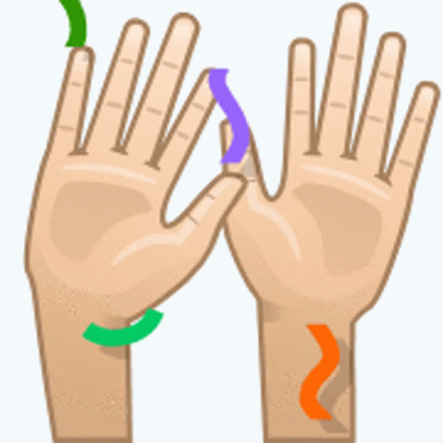 Person's Hands With Green Arrow Pointing Right