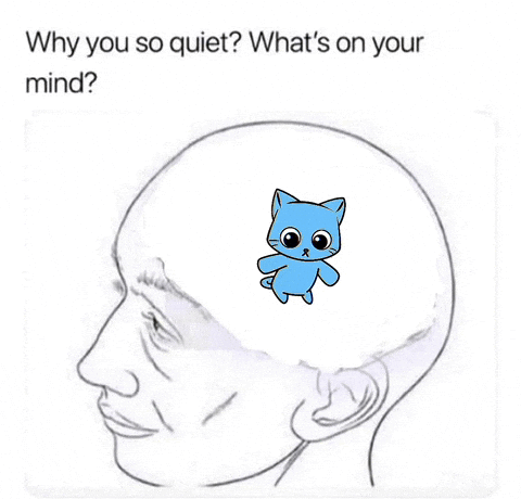 Person's Head with Blue Cat