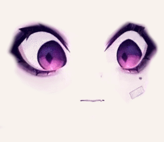 Person's Purple Eyes with Smirk