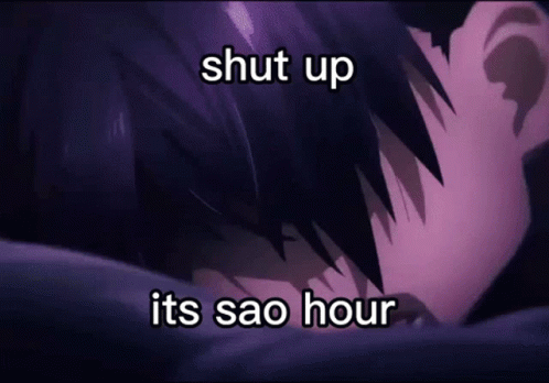 Person Saying Shut Up Its Sao Hour