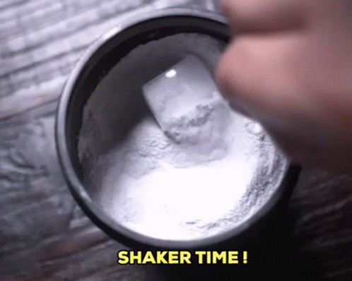 Person Shaking Powder in Bowl Saying Shaker Time