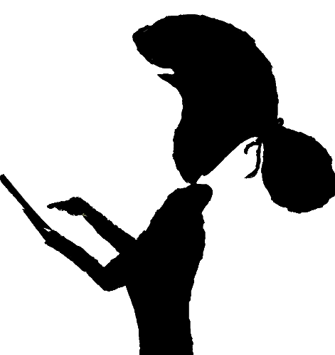 Person Silhouette Looking at Tablet