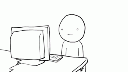Person Sitting at Computer Asking Seriously