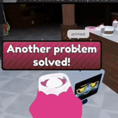 Person Sitting at Computer Saying Another Problem Solved