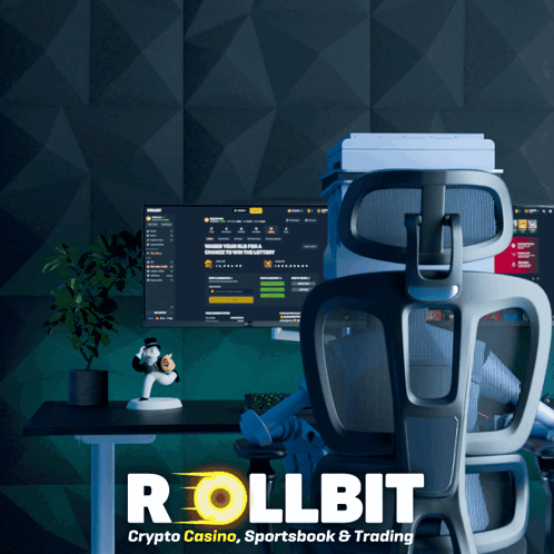 Person Sitting In Front Of Computer With Rollbit GIF