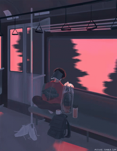 Person Sitting on Bench With Pink Sky mienar.tumblr.com