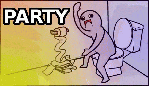 Person Sitting on Toilet With Party Above