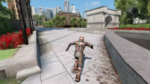 Person Skateboarding on Sidewalk in Front of Building