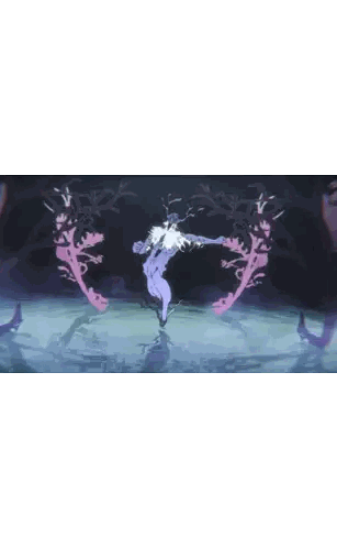 Person Standing In Dark Room Purple Trees