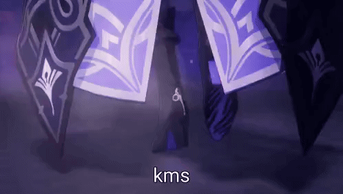 Person Standing in Darkness With Purple Shield