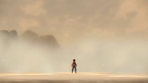Person Standing In Desert With Mountain GIF