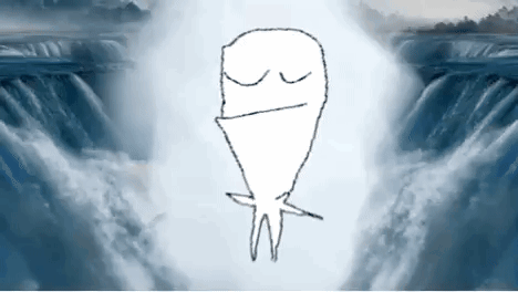 Person Standing in Front of Waterfall Eyes Closed