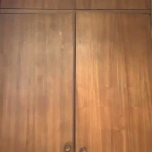 Person Standing in Front of Wooden Closet Door