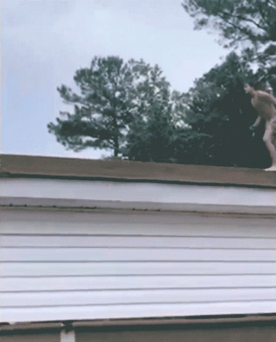 Person Standing On Roof Of House GIF