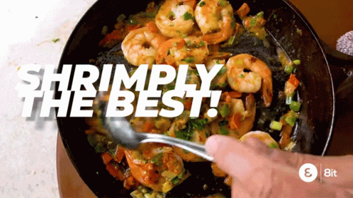 Person Stirring Shrimp In Skillet Shrimply The Best GIF