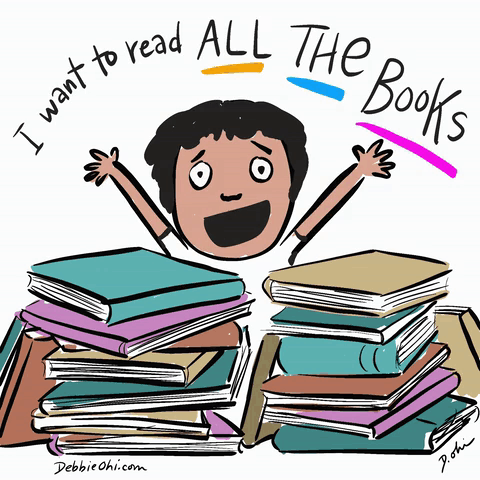 Person Surrounded by Books I Want to Read