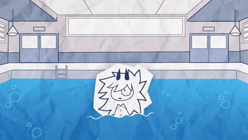 Person Swimming In Pool With Bubbles GIF