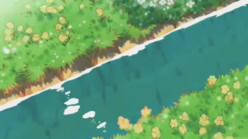 Person Swimming in River Surrounded by Flowers