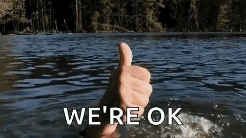 Person Thumbs Up in Water Saying We're Ok