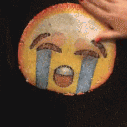 Person Touching Crying Smiley Face GIF