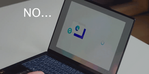 Person Typing on Laptop Saying No