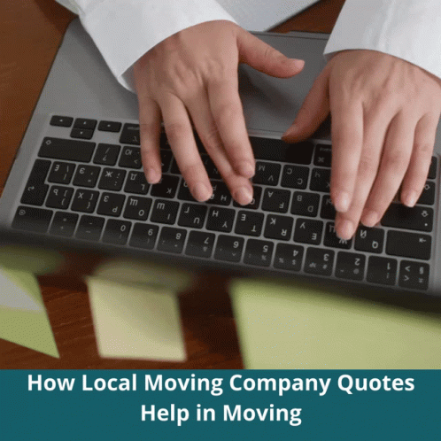 Person Typing On Laptop With Moving Quotes GIF