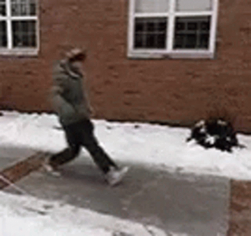 Person Walking in Snow