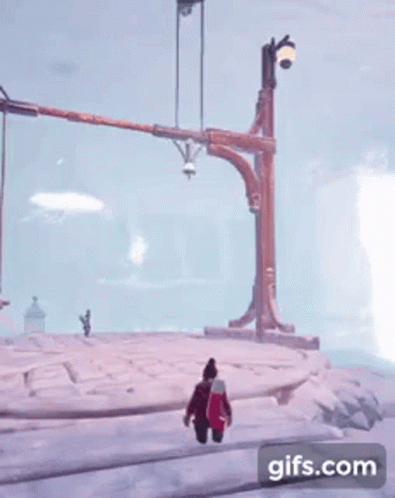 Person Walking in Video Game With Gifs.com Button