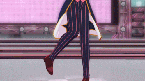 Person Walking on Stage in Striped Pants and Brown Shoes